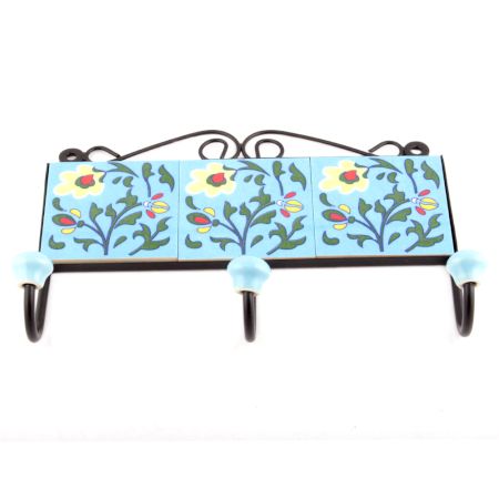 Turquoise And Forest Green Leaf Floral Tiles Hooks Online